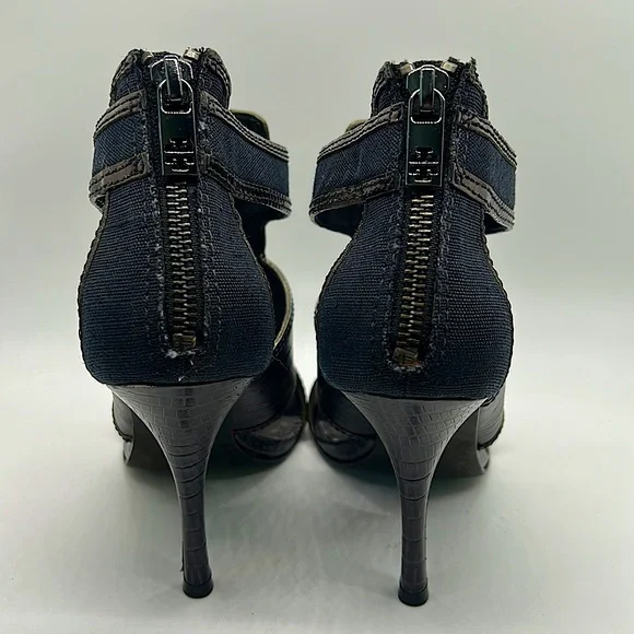 Tory Burch Sexy Authentic Navy Blue & Black Stiletto Heel Shoes **Size 7** 🔥🔥 - Picture 4 of 7
